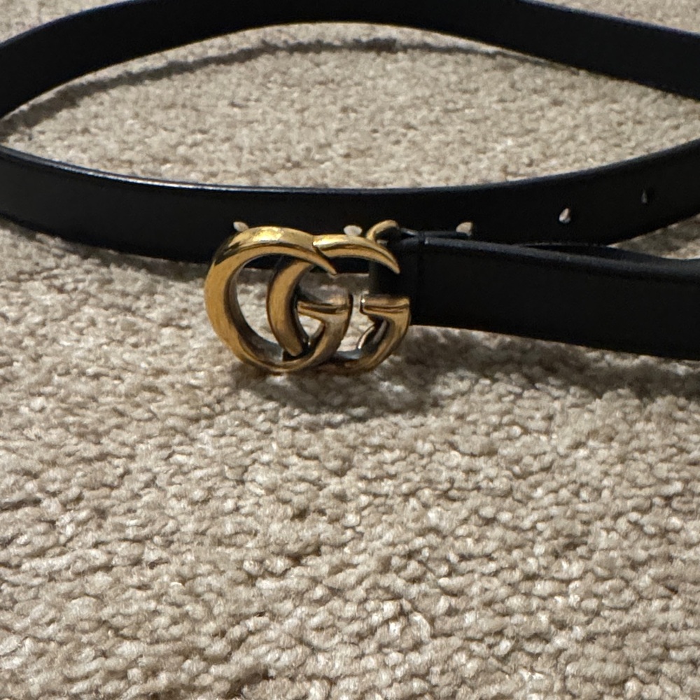 Gucci Black Belt with Gold GG Buckle